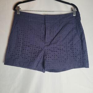 Banana Republic Navy Eyelet Cotton Hampton Chino Shorts Size 10 4" Inseam